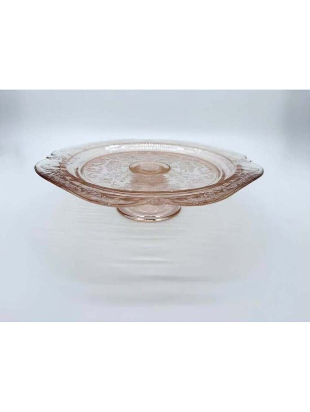 Vintage Indiana Glass Recollection Pink Madrid Footed Cake Plate Cake Stand